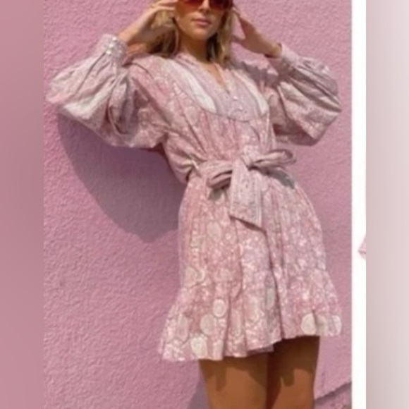 Cleobella Lennox Mini Dress in Tonal Block Print S revolve boho 168$ fall casual - Picture 3 of 7